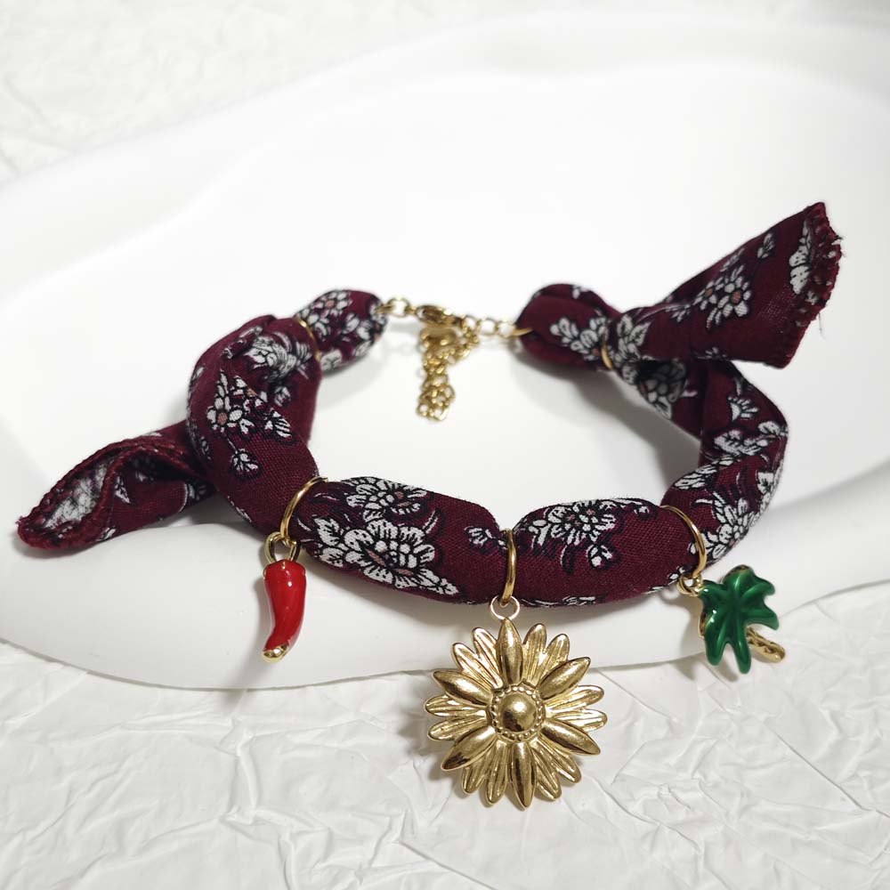 Wine Red Floral Bracelet