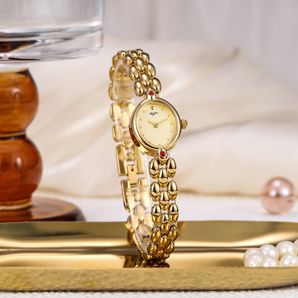 Oval Watch (Gold Gold Red)