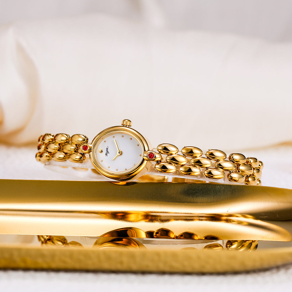 Oval Watch (Gold White Red)