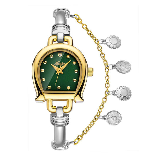 U Charm Watch (Gold Green Sliver)
