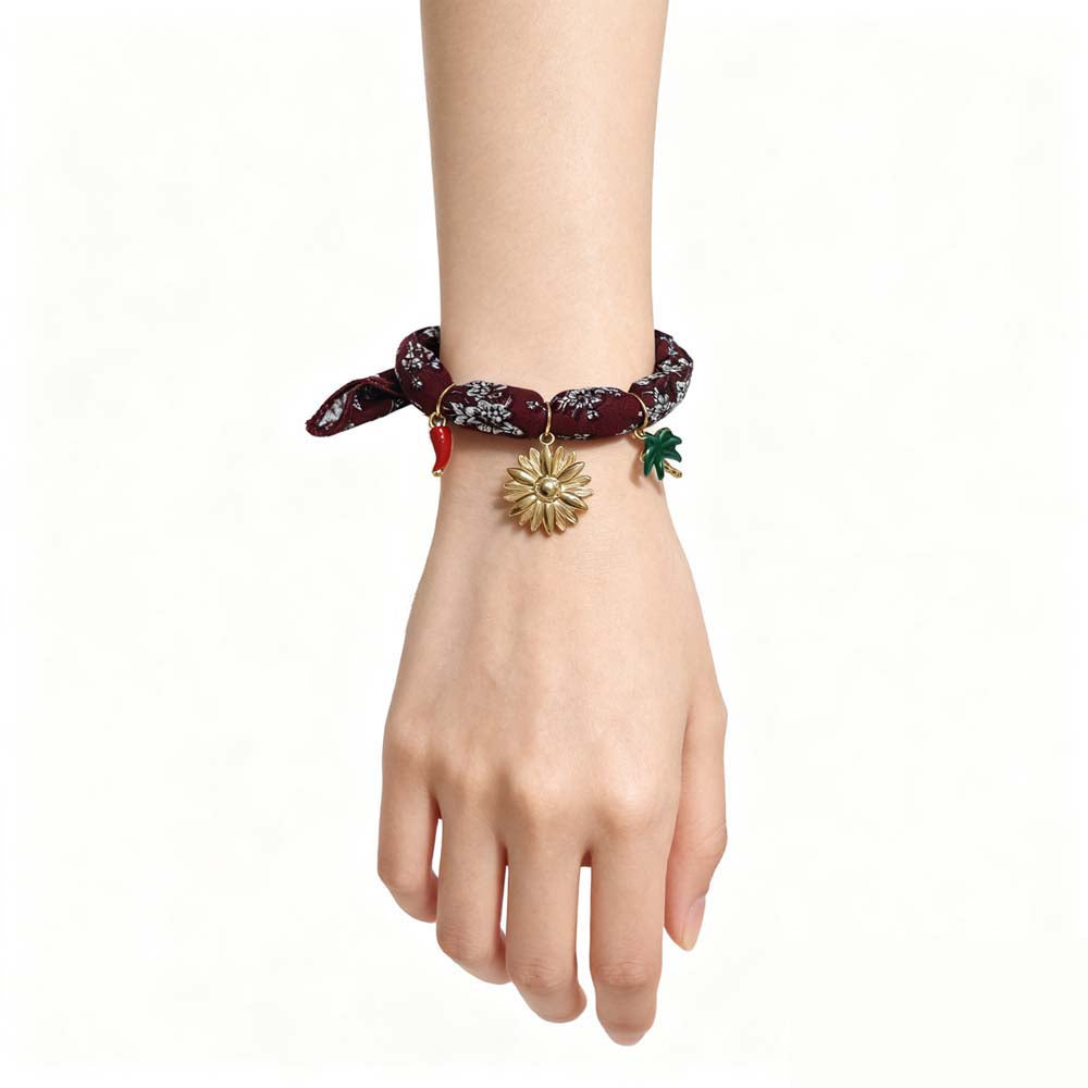 Wine Red Floral Bracelet