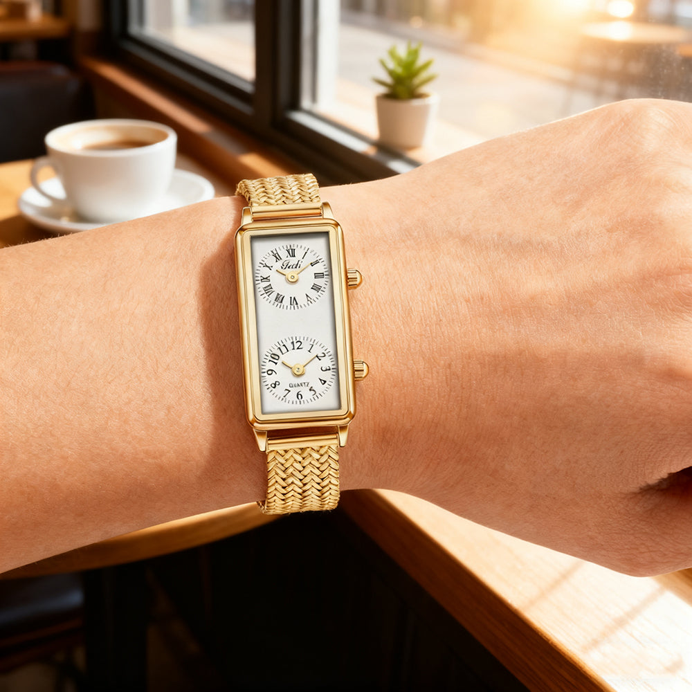 Dual Time Watch (Gold White)