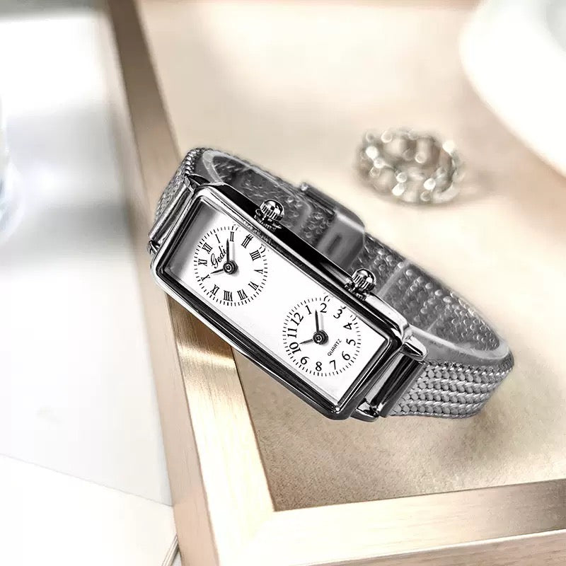 Dual Time Watch (Sliver White)