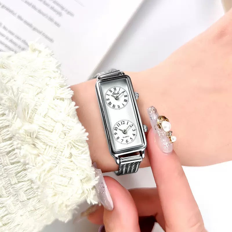 Dual Time Watch (Sliver White)