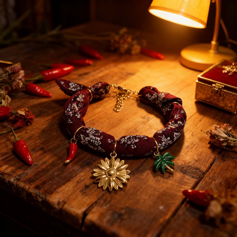Wine Red Floral Bracelet