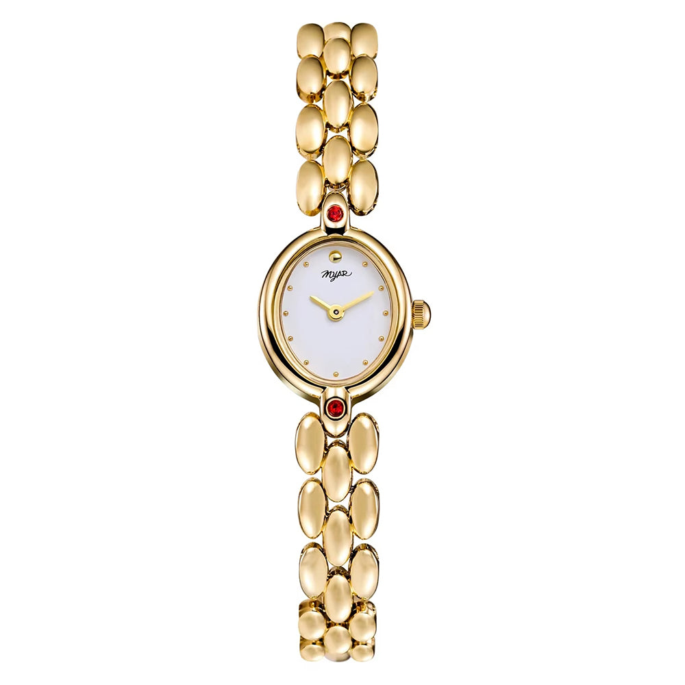 Oval Watch (Gold White Red)